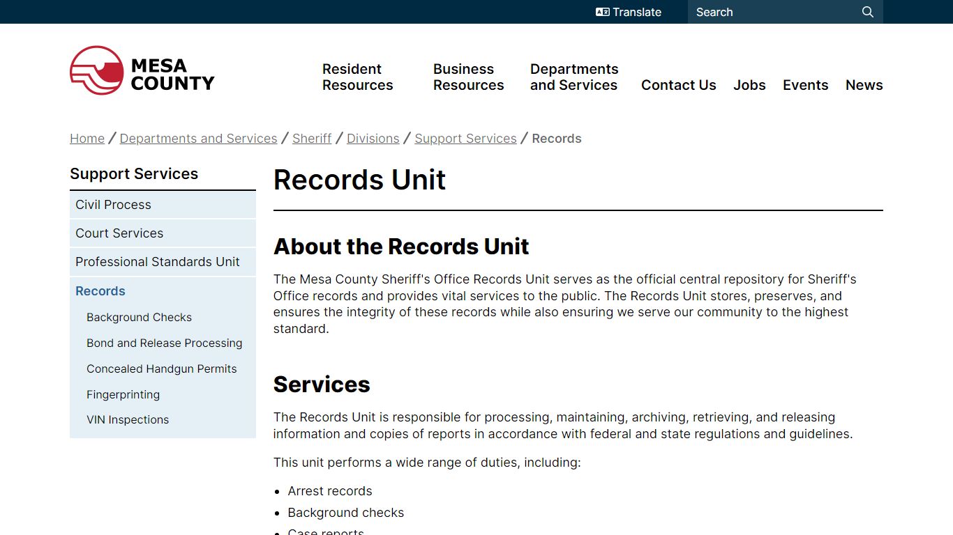 Records Unit | Mesa County